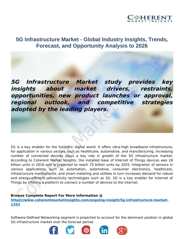 5G Infrastructure Market - Global Industry Insights, Trends, Forecast, and Opportunity Analysis to 2026
