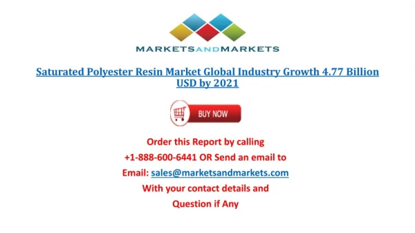 Saturated Polyester Resin Market worth 4.77 Billion USD by 2021