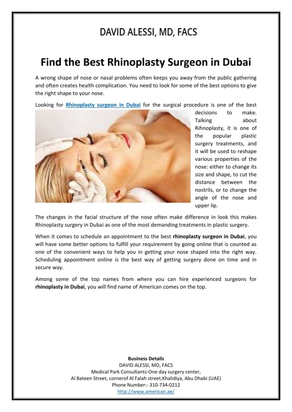 Find the Best Rhinoplasty Surgeon in Dubai