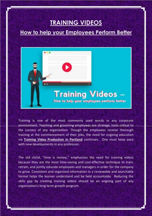 Training Videos- How to help your employees perform better