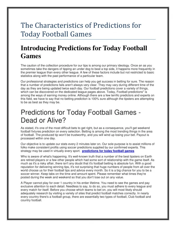 predictions for today football games