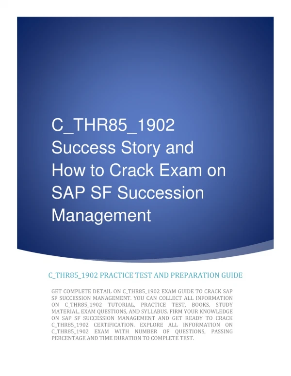 C_THR85_1902 Success Story and How to Crack Exam on SAP SF Succession Management