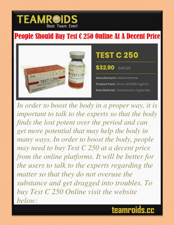 People Should Buy Test C 250 Online At A Decent Price