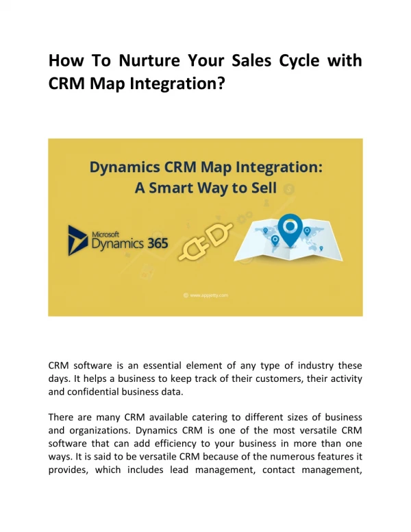 How To Nurture Your Sales Cycle with CRM Map Integration?