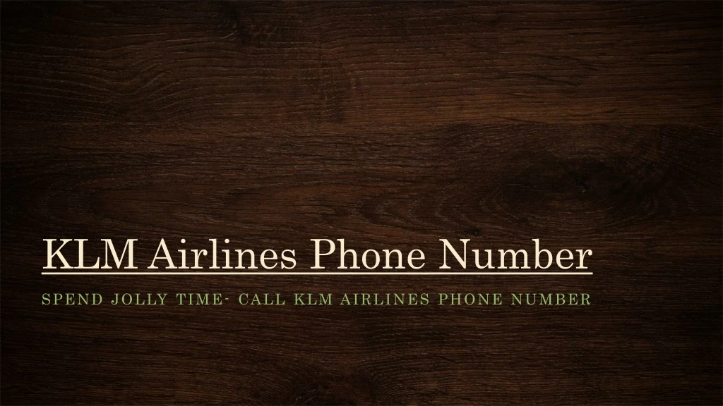 klm airlines phone number