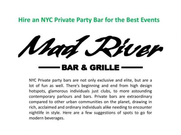 Hire an NYC Private Party Bar for the Best Events