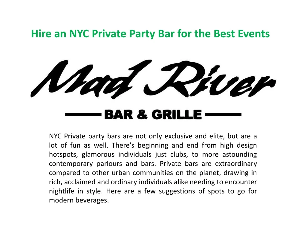 hire an nyc private party bar for the best events