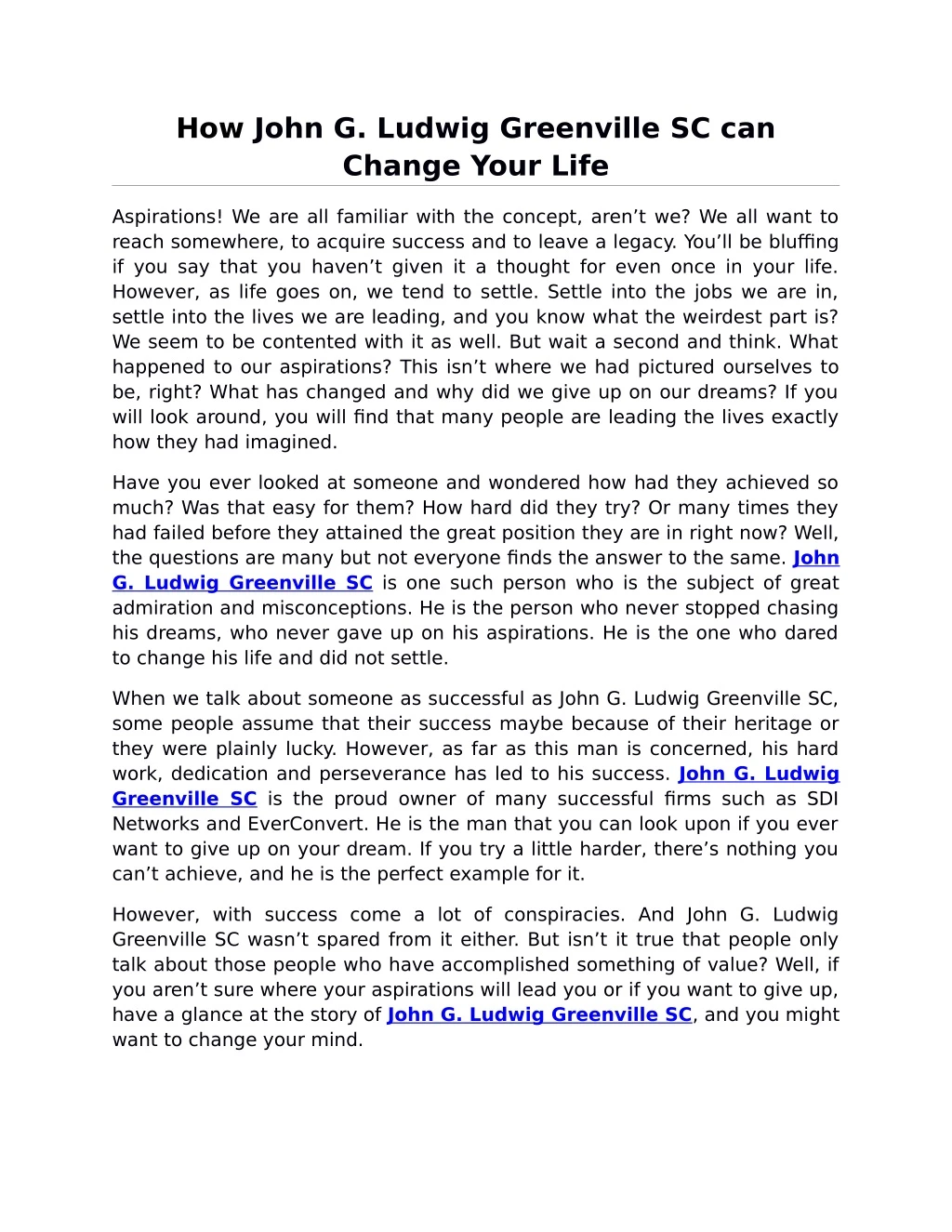 how john g ludwig greenville sc can change your