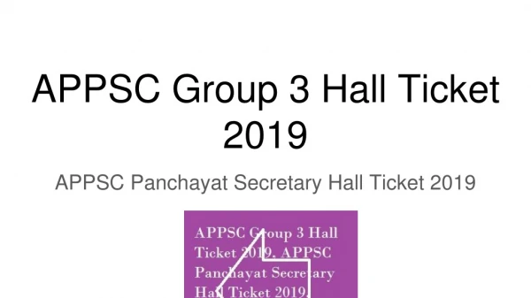 APPSC Group 3 Hall Ticket 2019