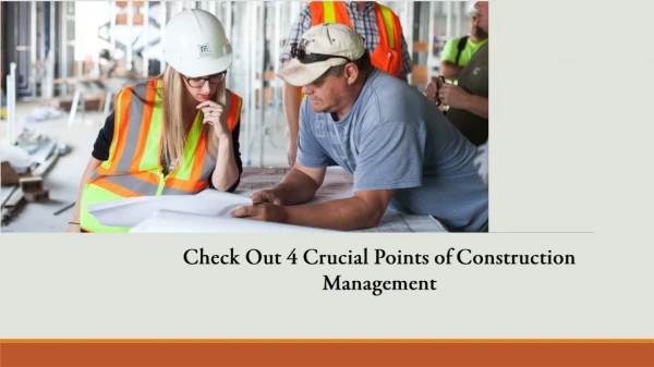 Check Out 4 Crucial Points of Construction Management