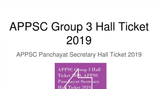 APPSC Group 3 Hall Ticket 2019 - slide 1