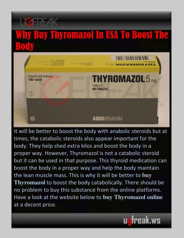 Why Buy Thyromazol In USA To Boost The Body