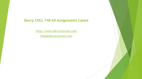 Devry COLL 148 All Assignments Latest