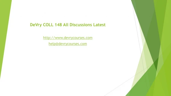 DeVry COLL 148 All Discussions Latest