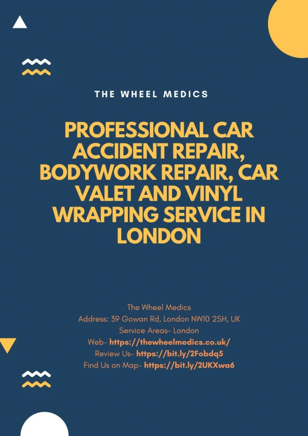 Professional Car Accident Repair, Bodywork Repair, Car Valet and Vinyl Wrapping Service in London