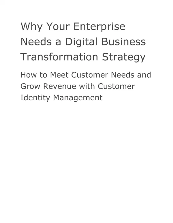 Why Your Enterprise Needs a Digital Business Transformation Strategy