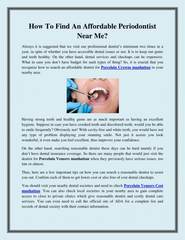 How To Find An Affordable Periodontist Near Me