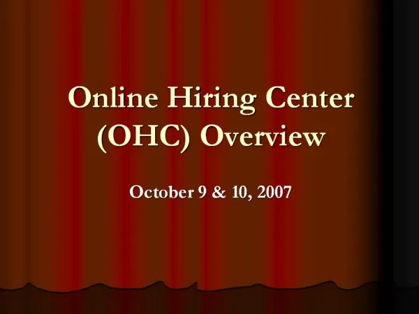 Online Hiring Center OHC Overview