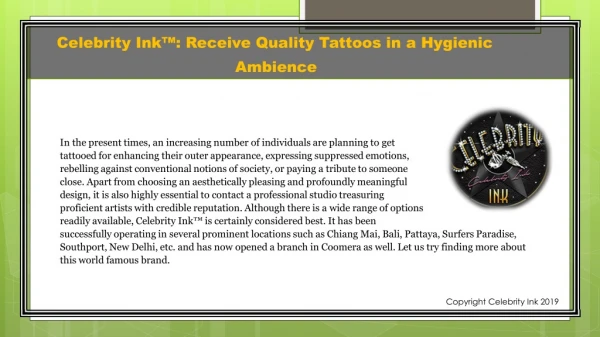 Celebrity Ink™ Tattoo &Piercing Studio- Most Trusted Name You Can Rely