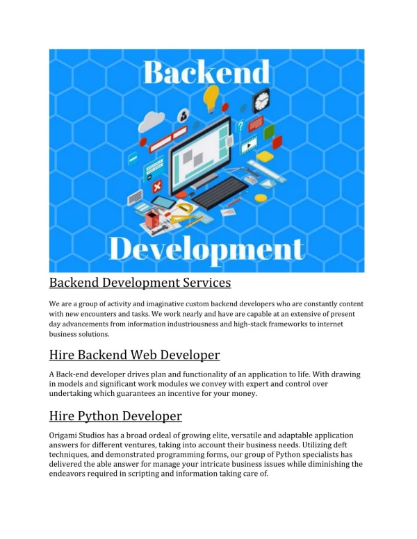 Back End Development Services