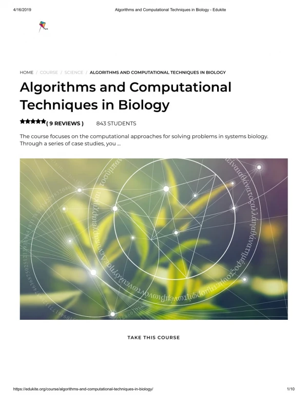 Algorithms and Computational Techniques in Biology