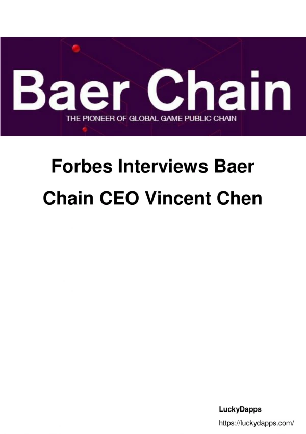 Forbes Interviews Baer Chain CEO Vincent Chen