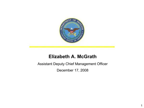 Elizabeth A. McGrath Assistant Deputy Chief Management Officer December 17, 2008