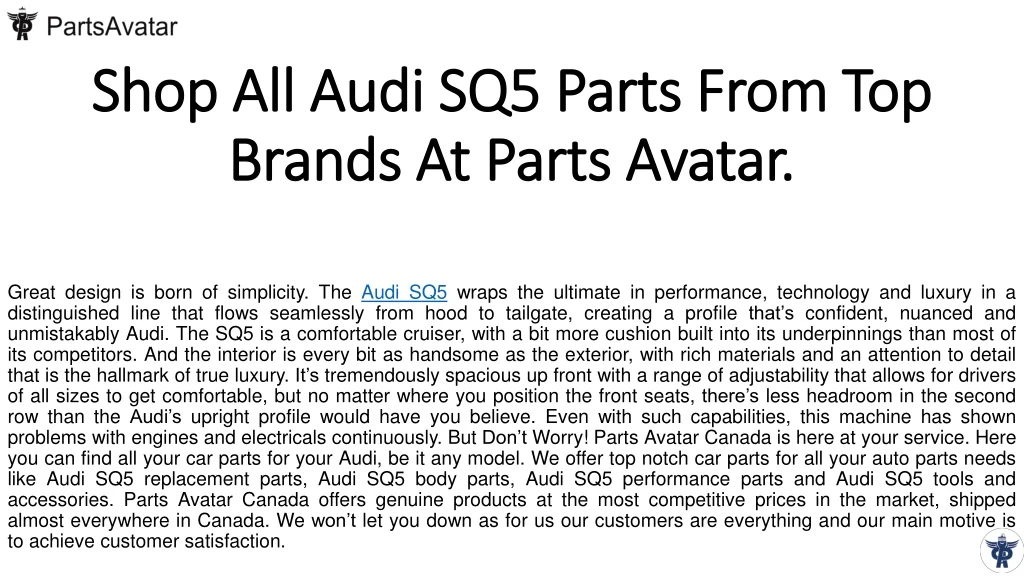 shop all audi sq5 parts from top brands at parts avatar