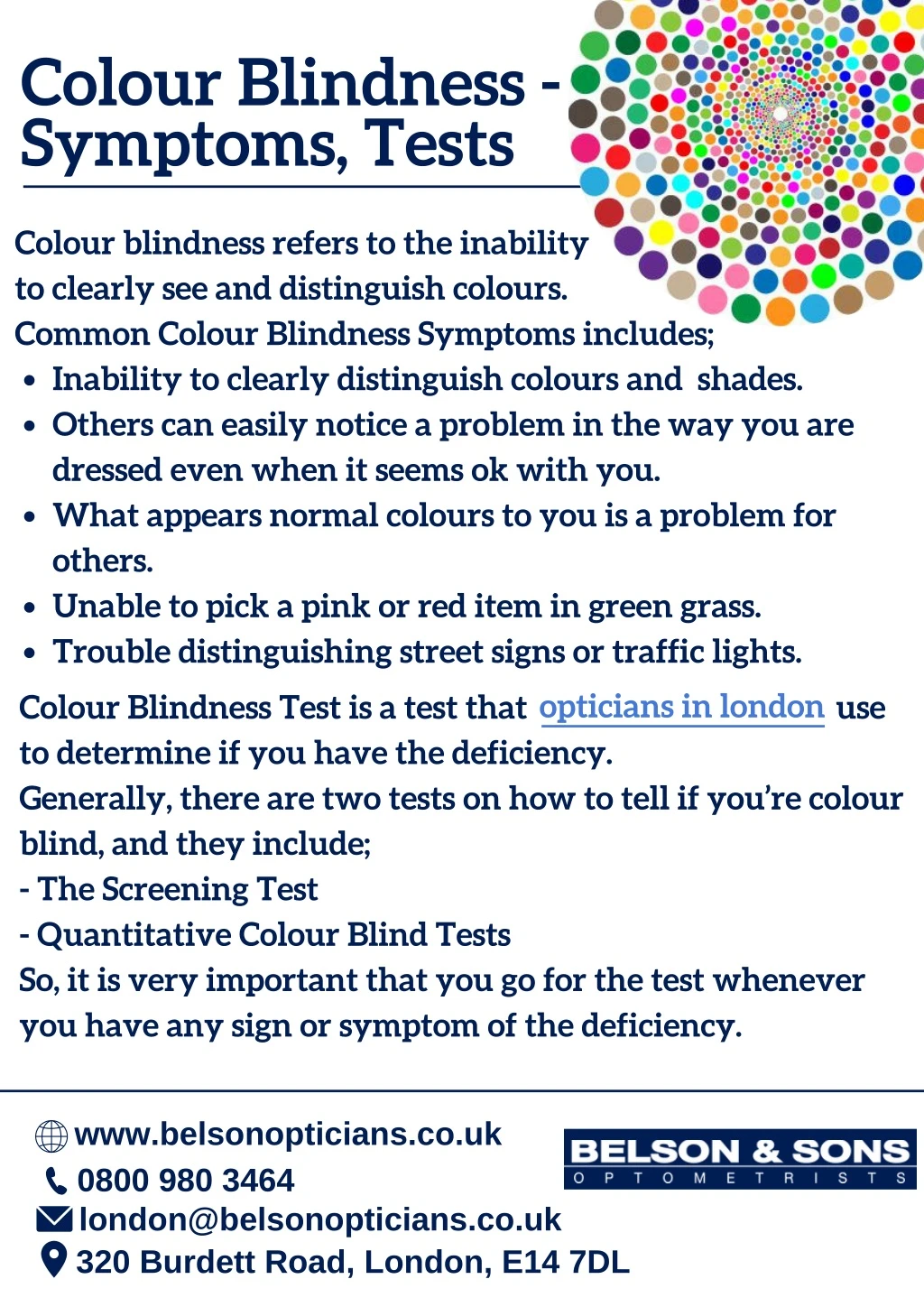 colour blindness symptoms tests