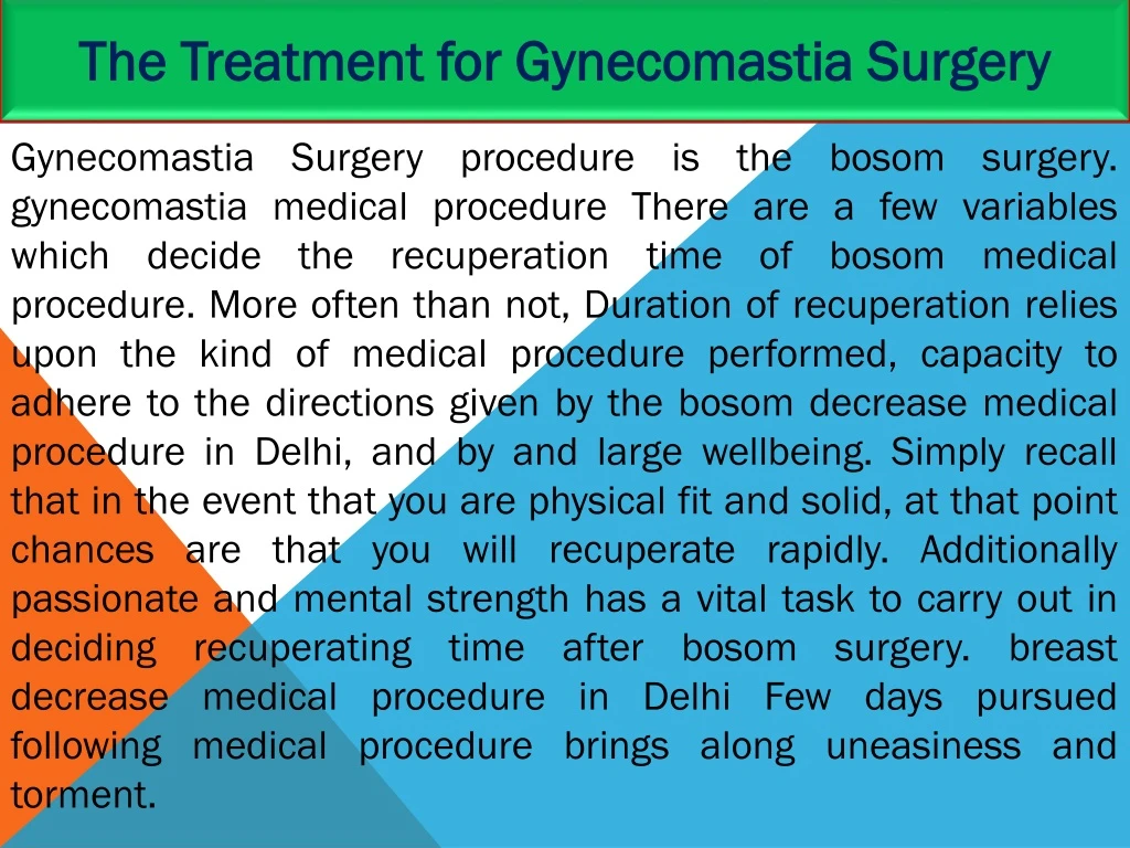 the treatment for gynecomastia surgery