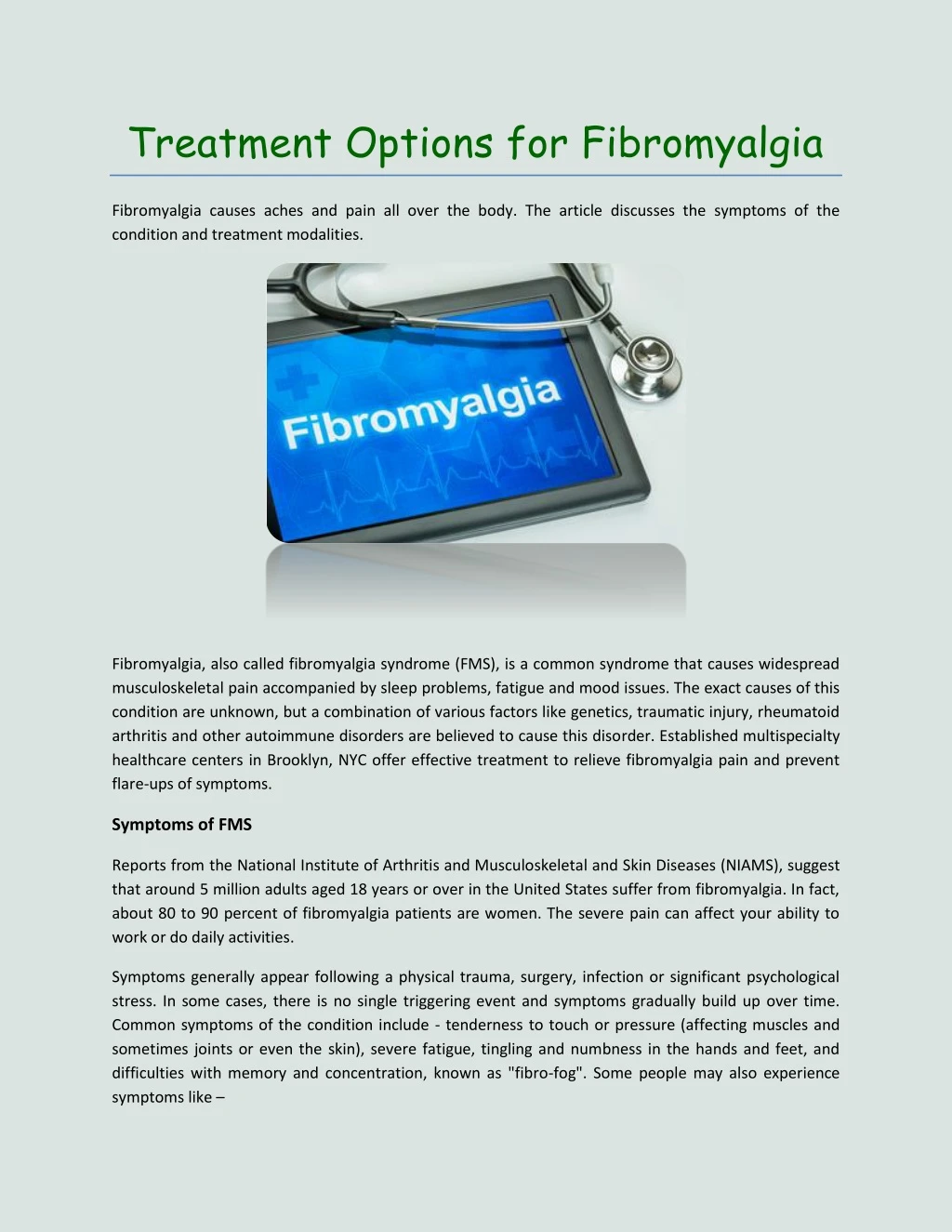 treatment options for fibromyalgia