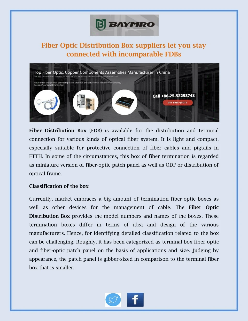 fiber optic distribution box suppliers