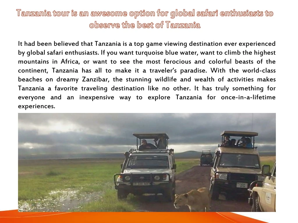 tanzania tour is an awesome option for global