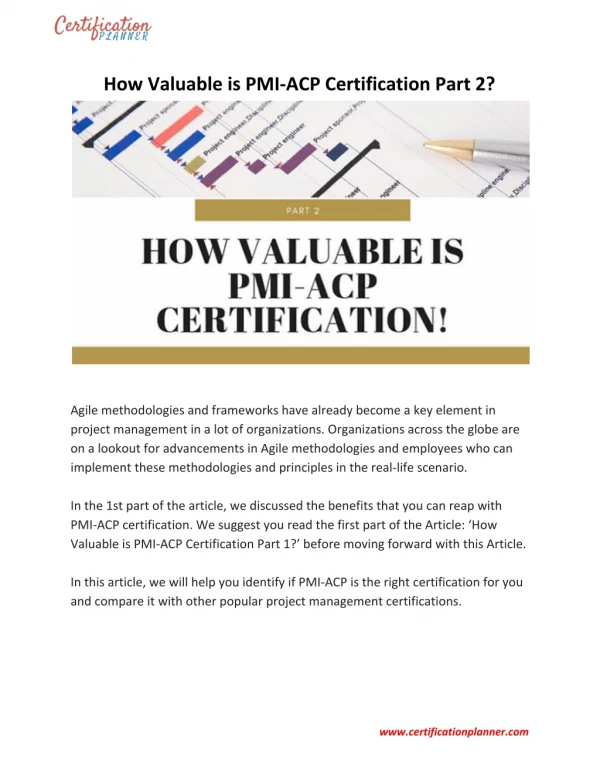 How Valuable is PMI-ACP Certification Part 2?