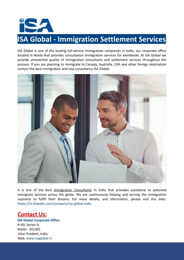ISA Global - Immigration Settlement Services