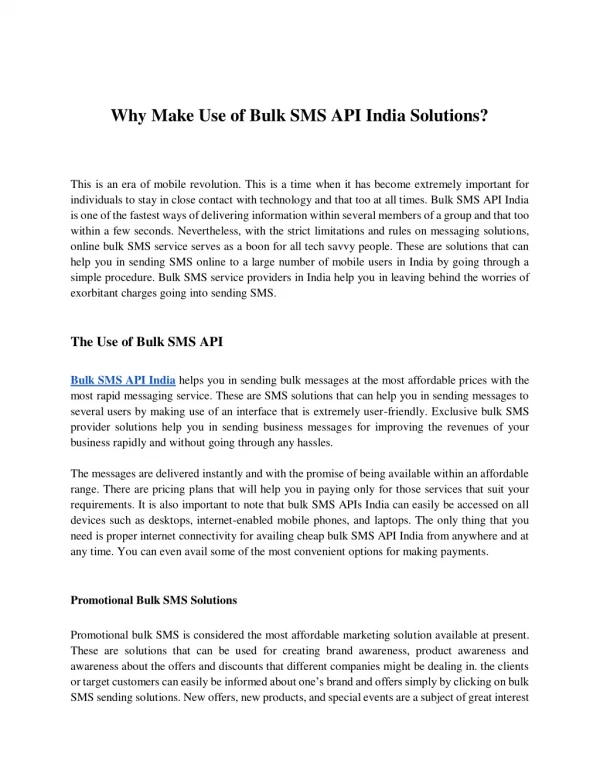 Bulk SMS API India and Its Benefits to Businesses