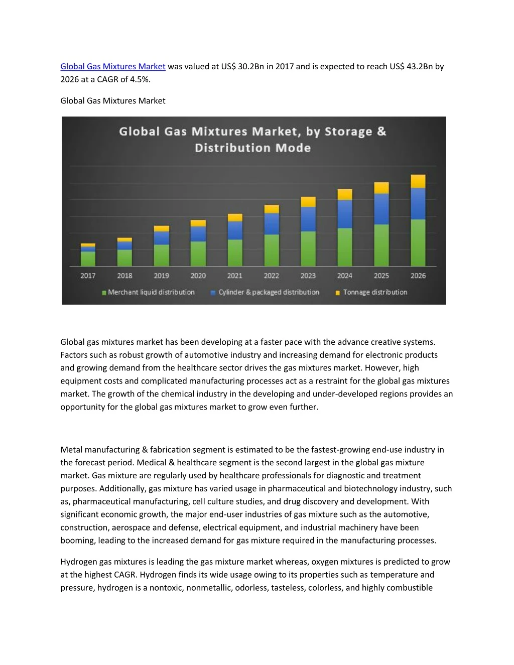 global gas mixtures market was valued