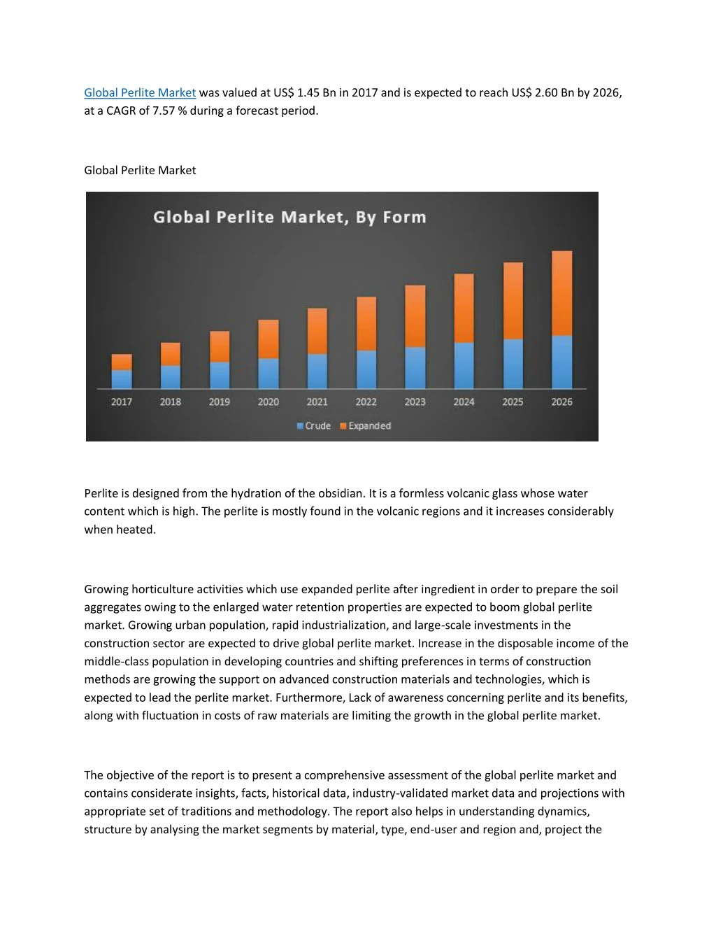 global perlite market was valued