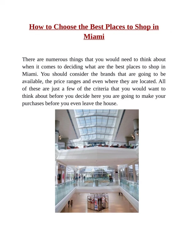How to Choose the Best Places to Shop in Miami