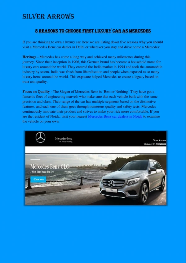 5 Reasons to Choose First Luxury Car as Mercedes