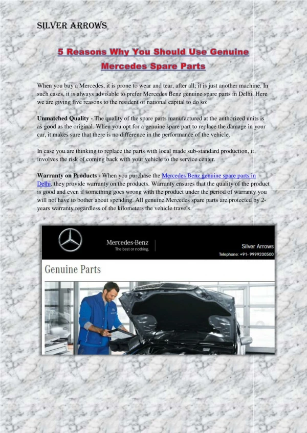 5 Reasons Why You Should Use Genuine Mercedes Spare Parts