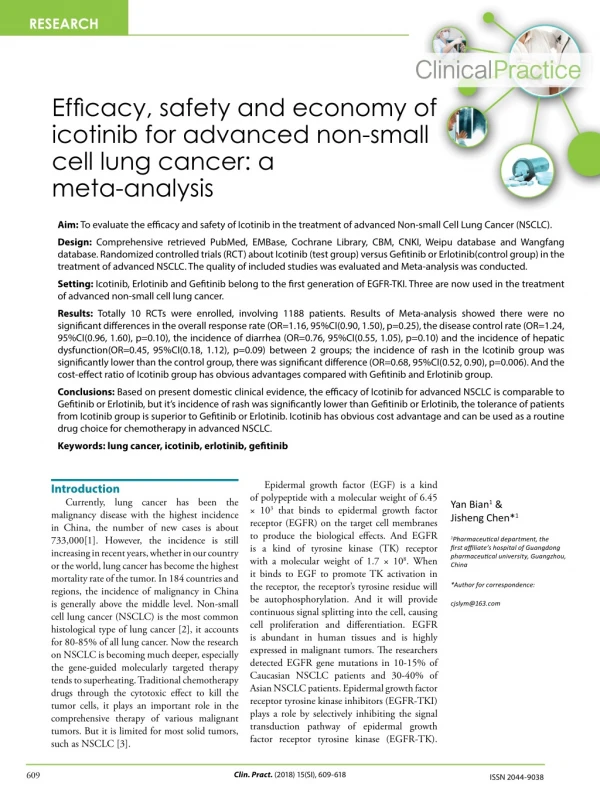 Efficacy, safety and economy of icotinib for advanced non-small cell lung cancer: a meta-analysis