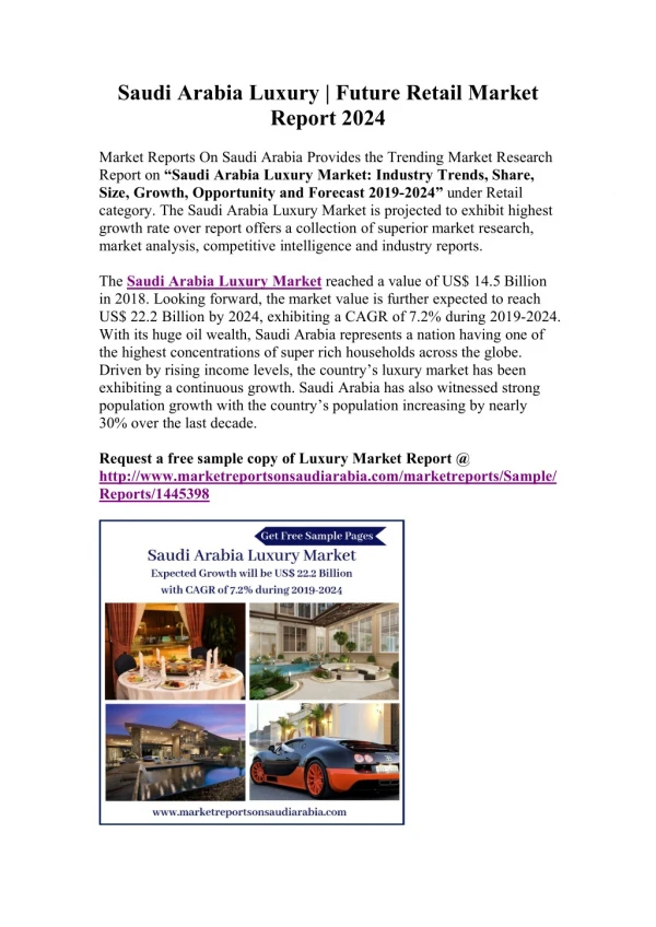 Saudi Arabia Luxury | Future Retail Market Report 2024