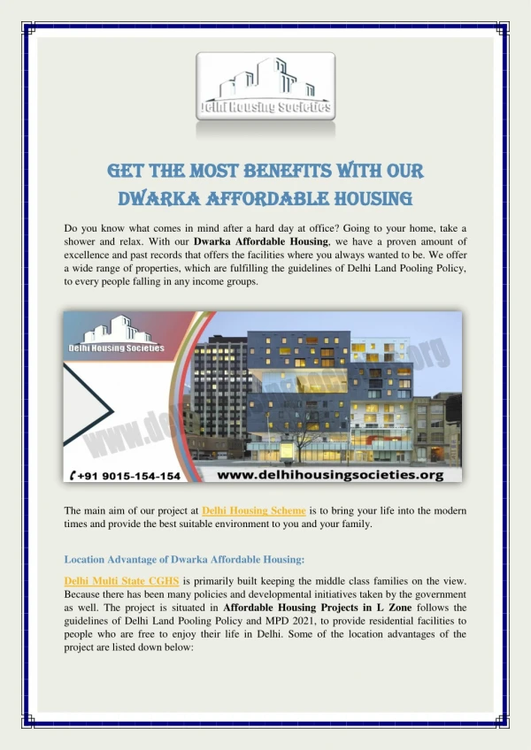 Get the Most Benefits With Our Dwarka Affordable Housing