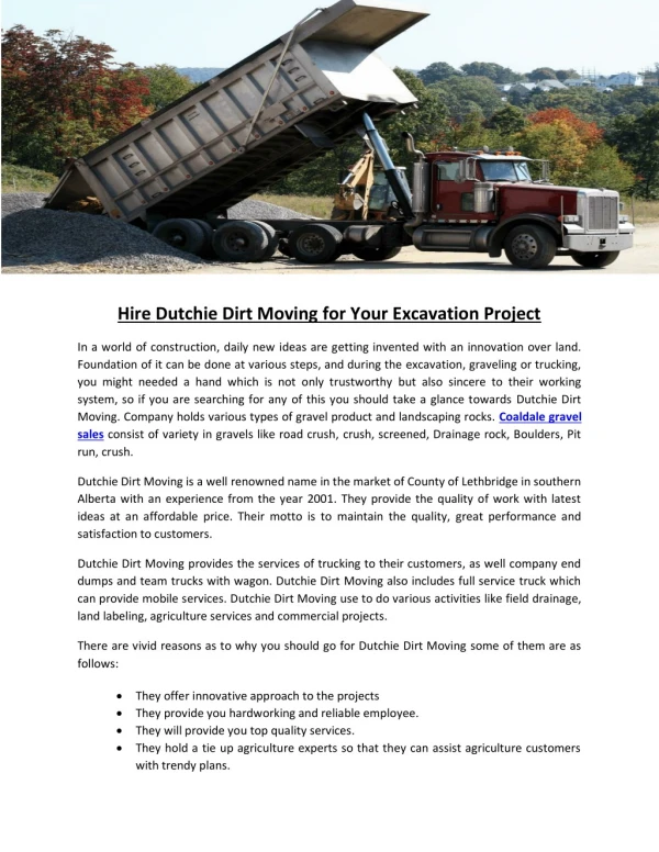 Hire Dutchie Dirt Moving for Your Excavation Project