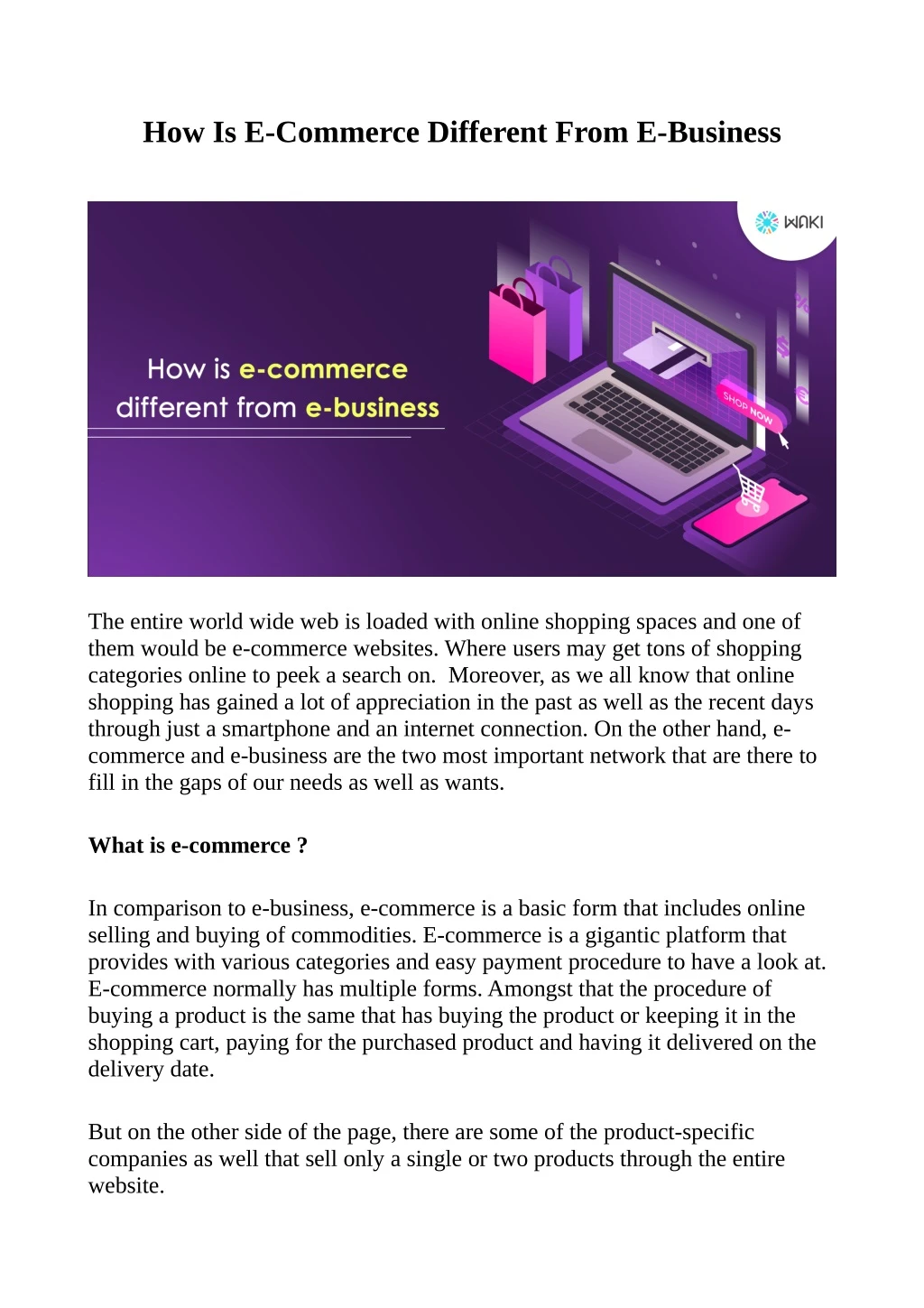 how is e commerce different from e business