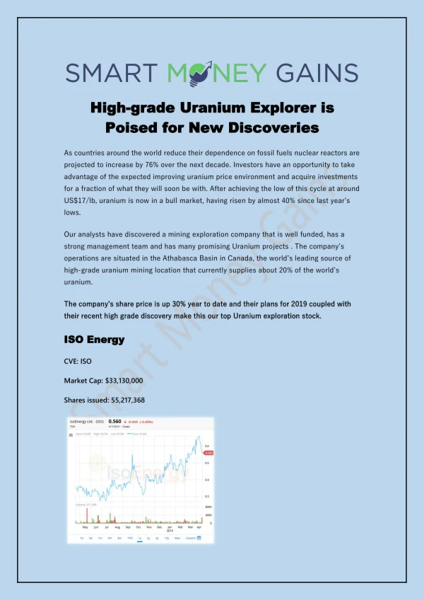 High-grade Uranium Explorer is Poised for New Discoveries