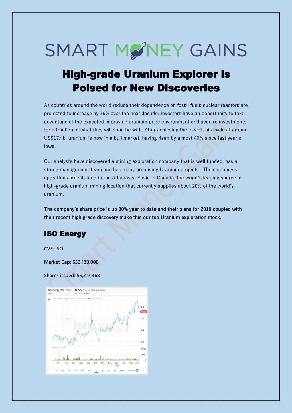 high grade high grade uranium poised poised