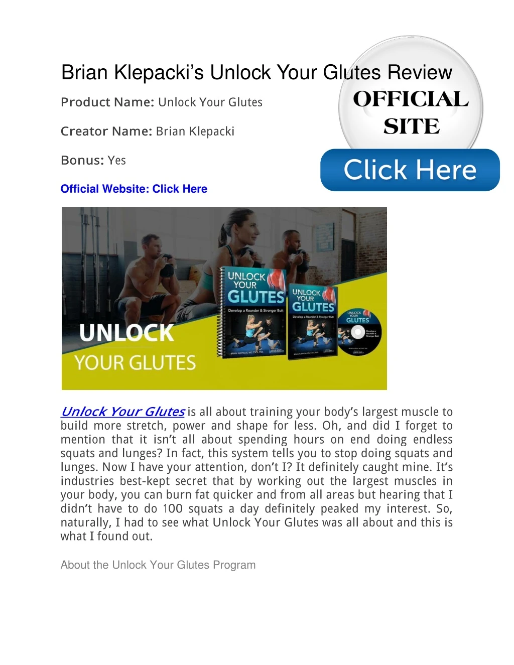 brian klepacki s unlock your glutes review