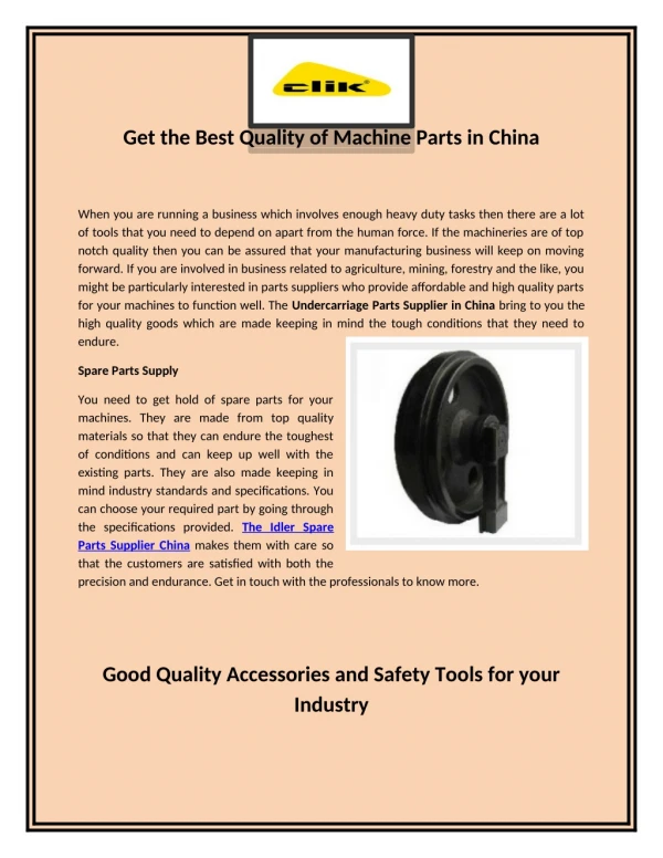 Get the Best Quality of Machine Parts in China